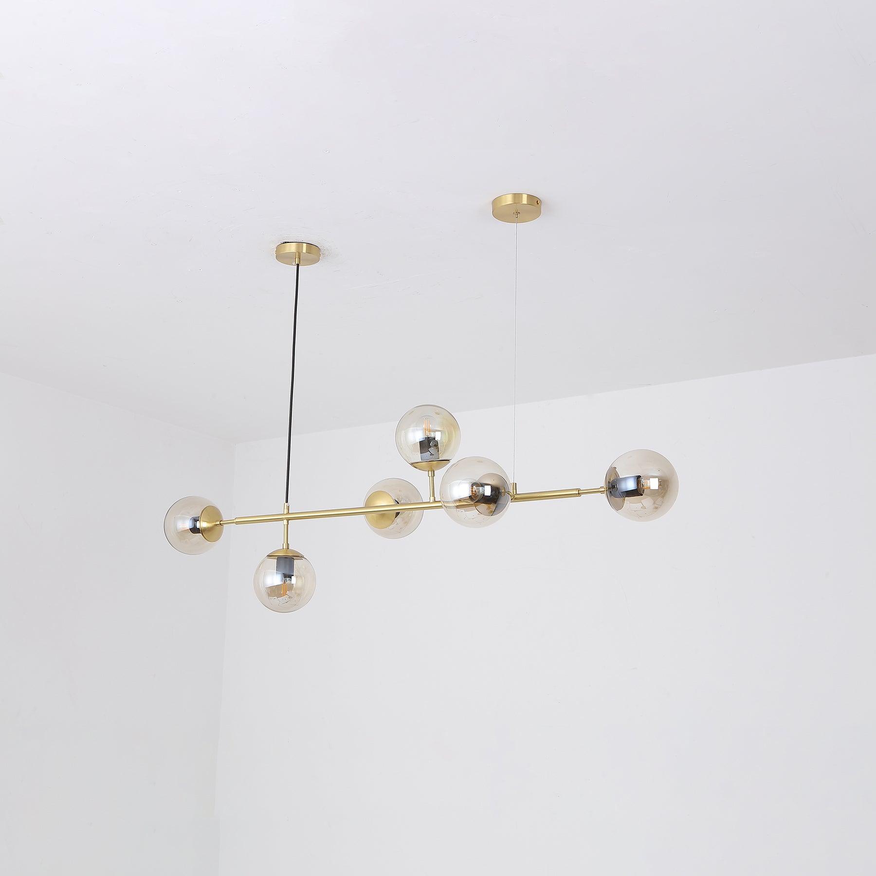 Yorvin Pendant Lamp Orb Brass Glass for Living Room