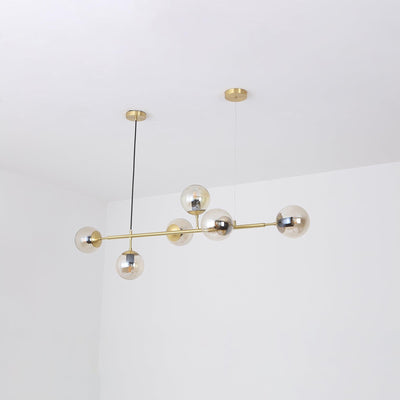 Yorvin Pendant Lamp Orb Brass Glass for Living Room