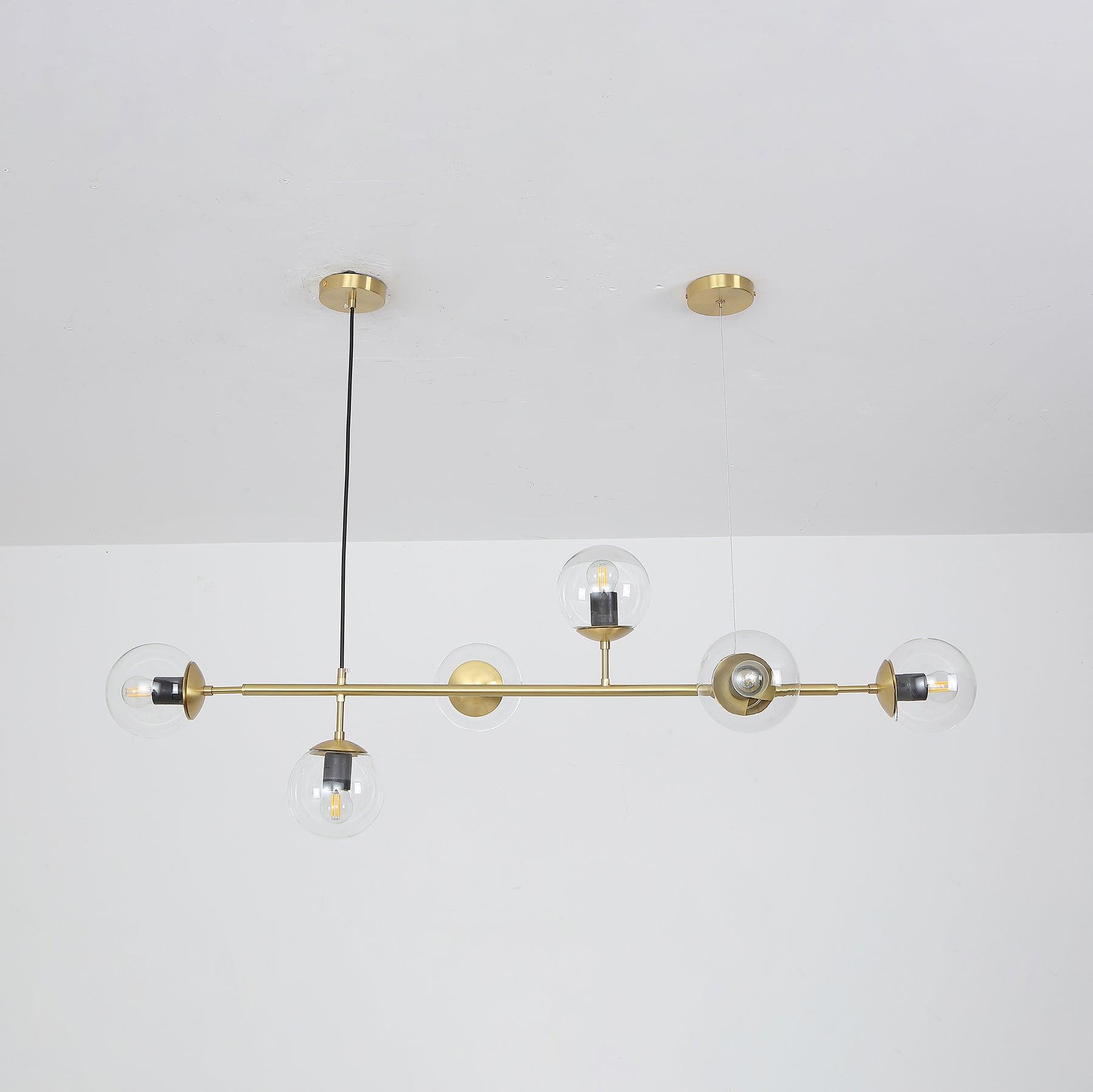 Yorvin Pendant Lamp Orb Brass Glass for Living Room