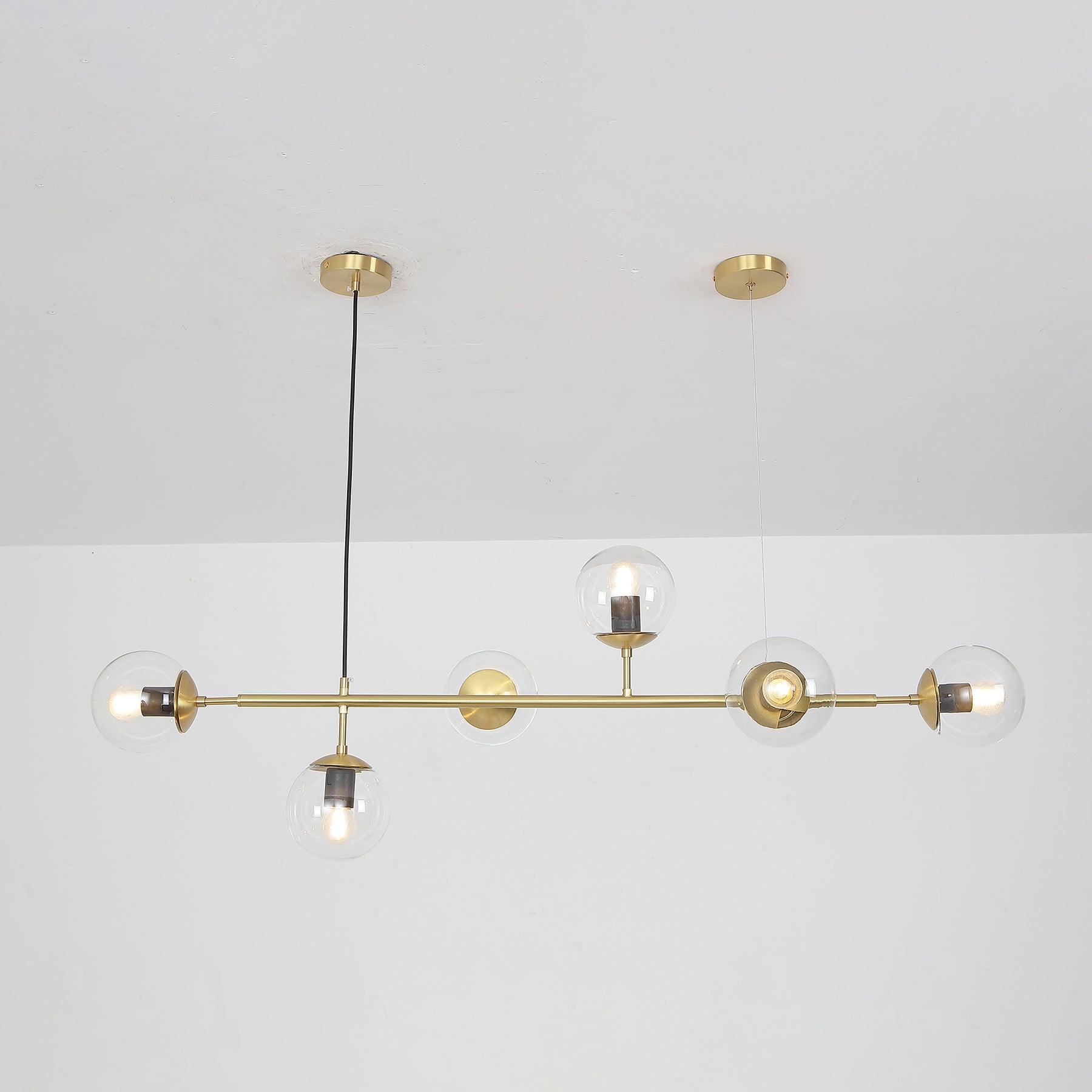 Yorvin Pendant Lamp Orb Brass Glass for Living Room