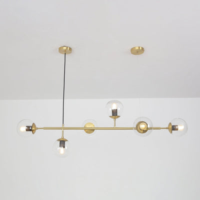 Yorvin Pendant Lamp Orb Brass Glass for Living Room