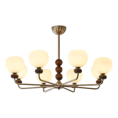 Vilorira Traditional Classic Orb Walnut Wood Glass Chandelier