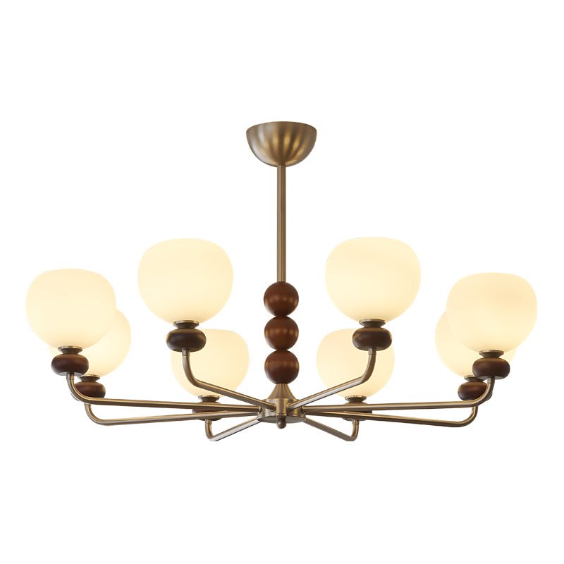 Vilorira Traditional Classic Orb Walnut Wood Glass Chandelier