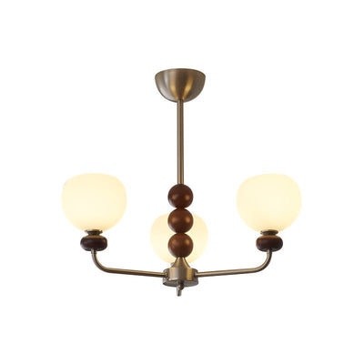 Vilorira Traditional Classic Orb Walnut Wood Glass Chandelier