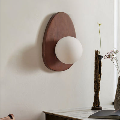 Aldiniella Premium Nordic Art Walnut Glass Wall Lamp