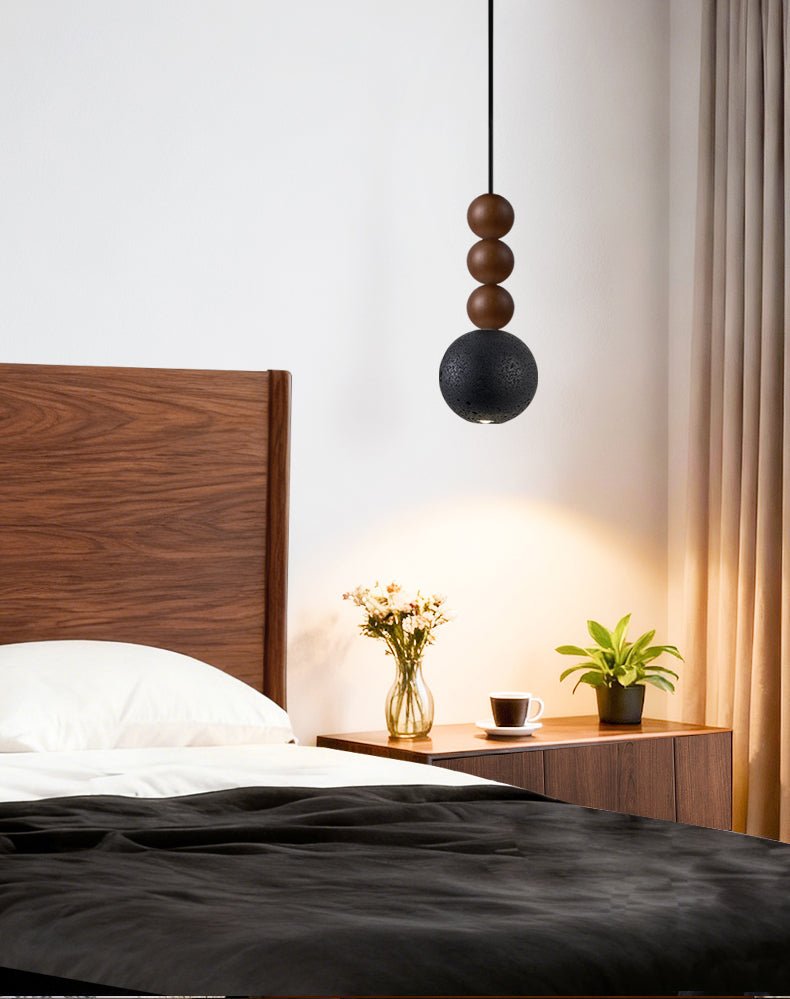 Tizn Black Travertine Wood Modern Pendant Light