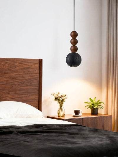 Tizn Black Travertine Wood Modern Pendant Light