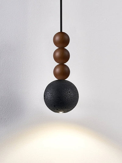 Tizn Black Travertine Wood Modern Pendant Light
