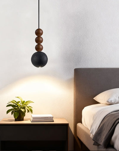 Tizn Black Travertine Wood Modern Pendant Light
