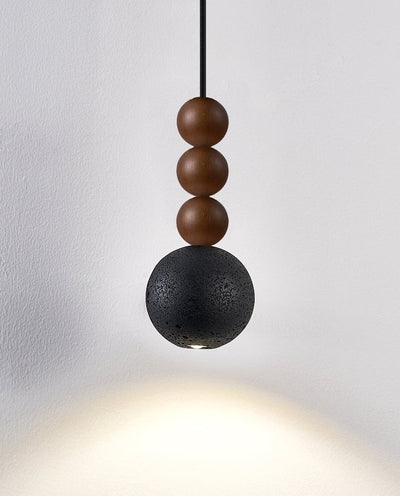 Tizn Black Travertine Wood Modern Pendant Light