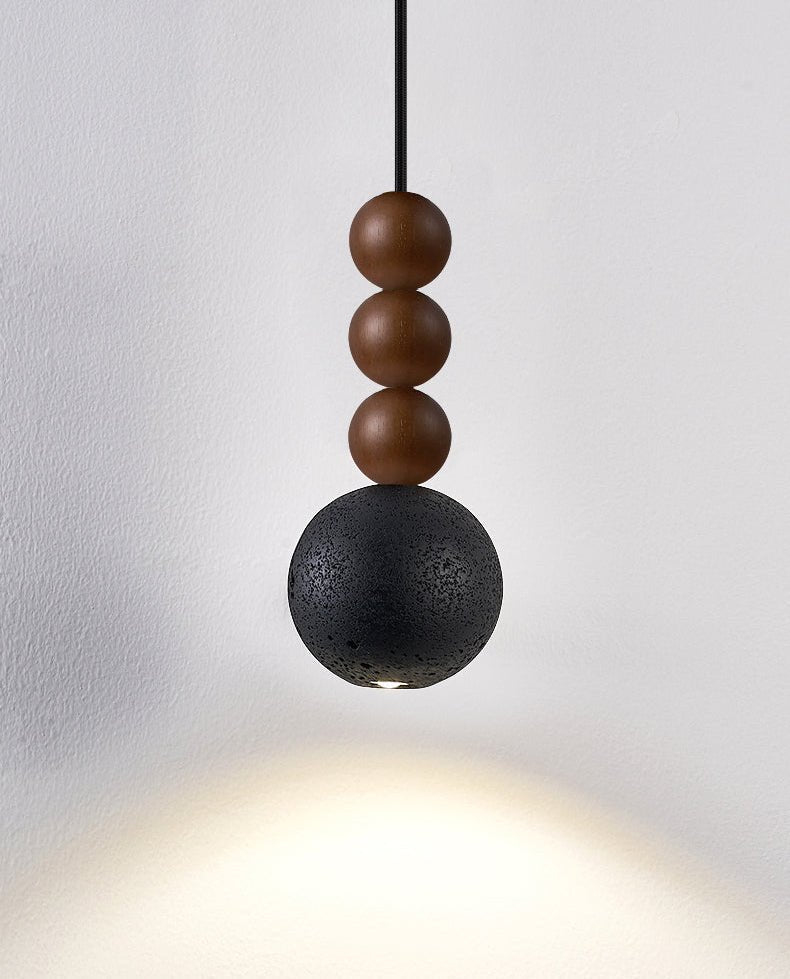 Tizn Black Travertine Wood Modern Pendant Light