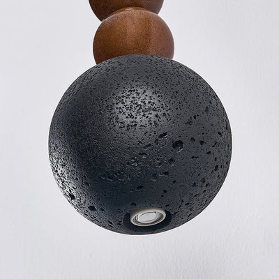 Tizn Black Travertine Wood Modern Pendant Light