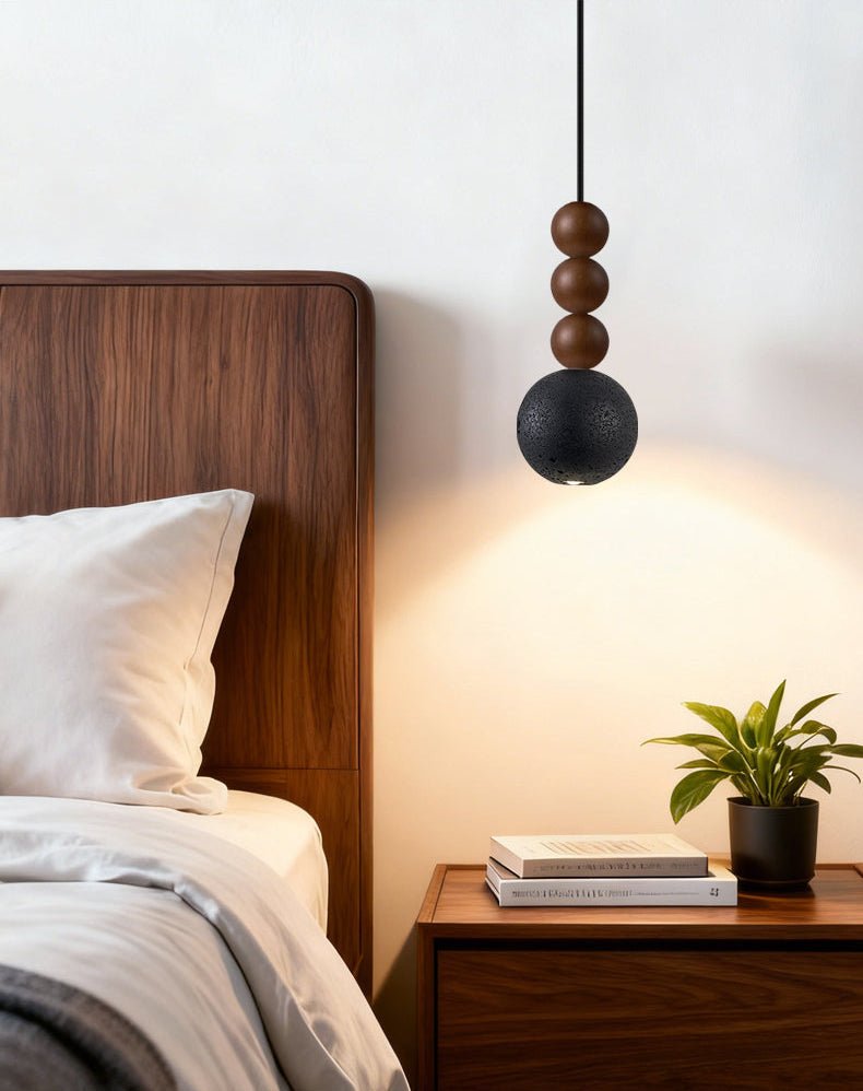 Tizn Black Travertine Wood Modern Pendant Light