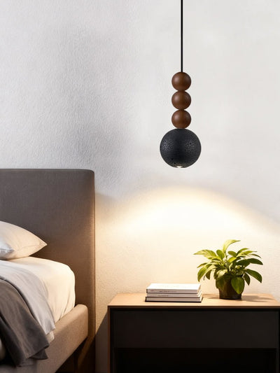 Tizn Black Travertine Wood Modern Pendant Light