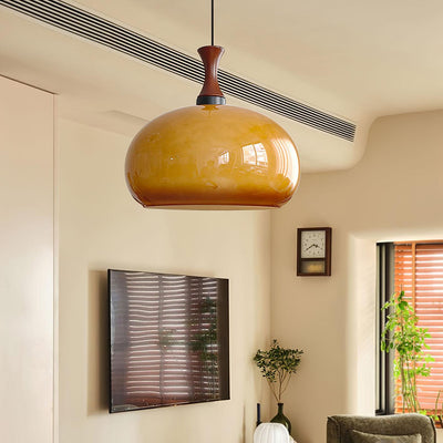 Gyls Modern Minimalist Wood Glass Pendant Lamp