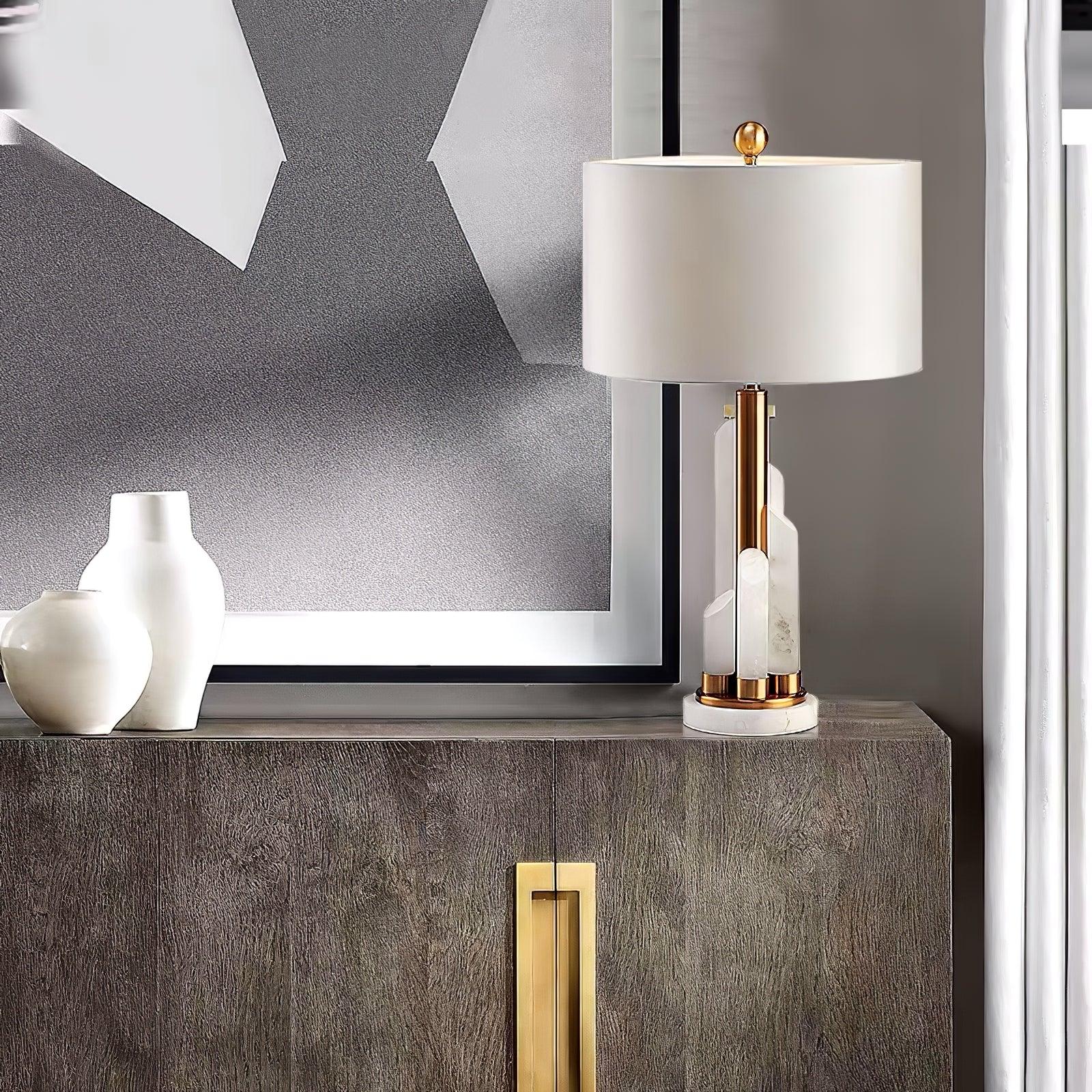 Olvenor Cylindrical Alabaster Table Lamp