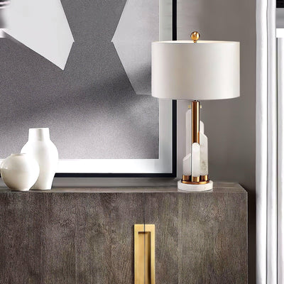 Olvenor Cylindrical Alabaster Table Lamp