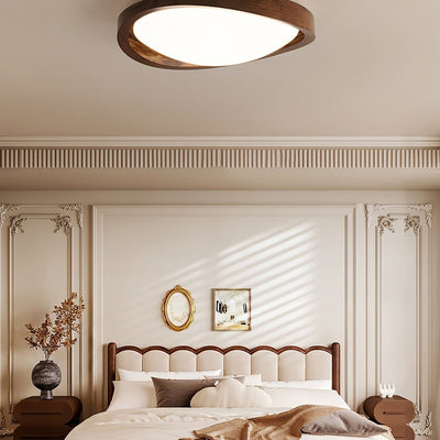 Solara Ceiling Light Walnut Curved Edge Oval Nordic - Neutral Decor