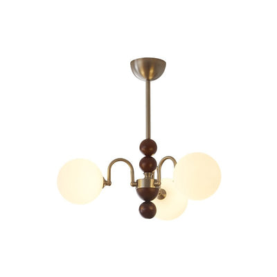 Orbital Premium Nordic Art Curve Wood Glass Chandelier
