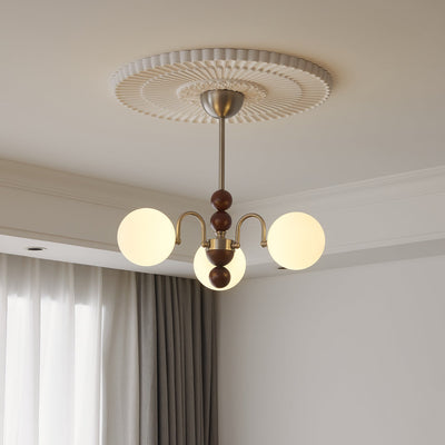 Orbital Premium Nordic Art Curve Wood Glass Chandelier