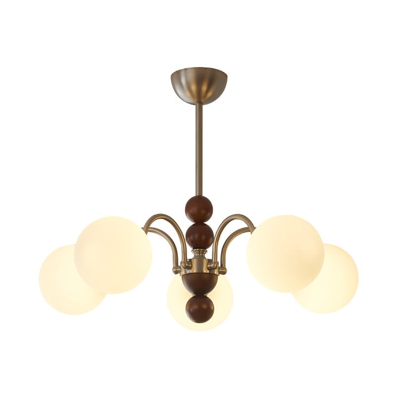 Orbital Premium Nordic Art Curve Wood Glass Chandelier
