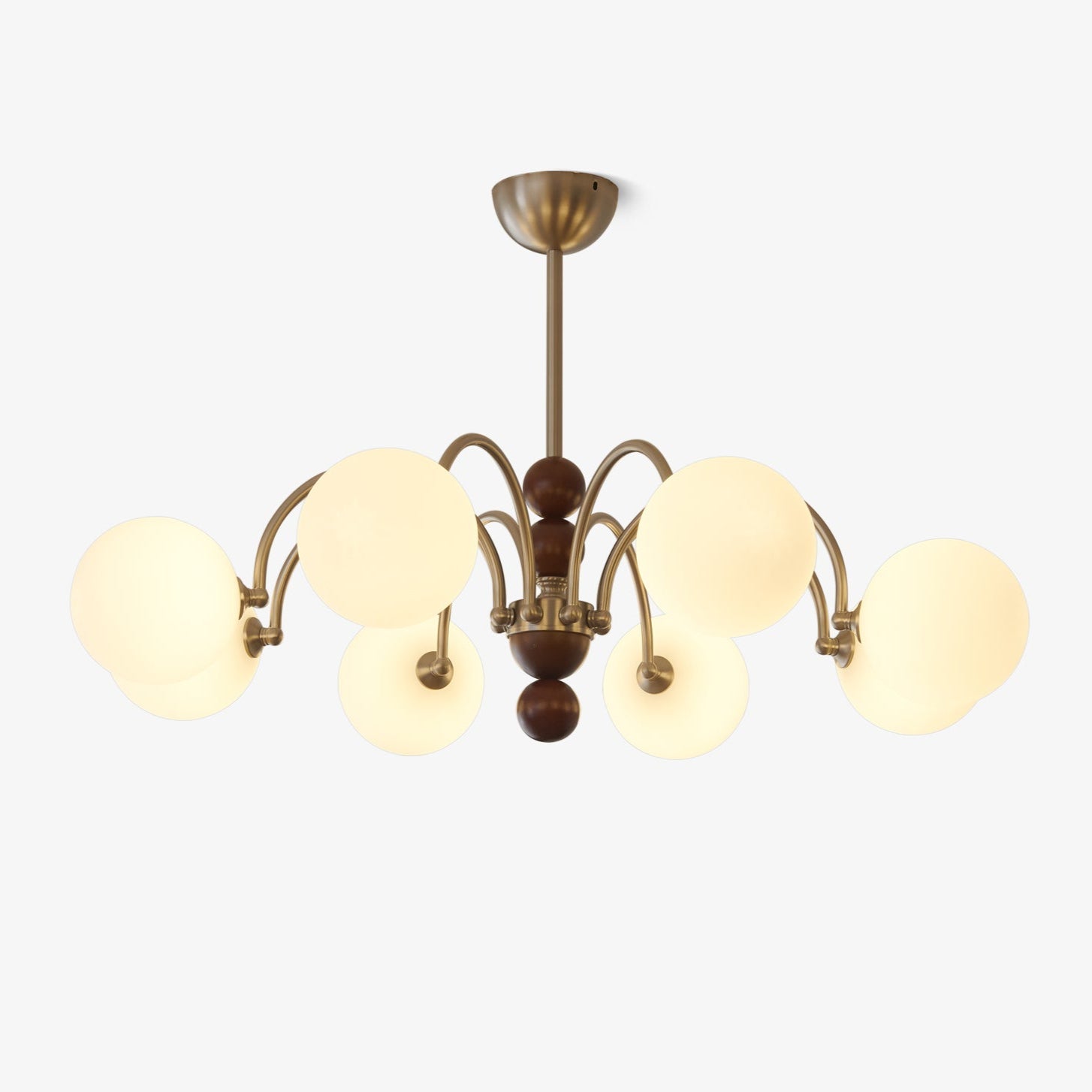 Orbital Premium Nordic Art Curve Wood Glass Chandelier