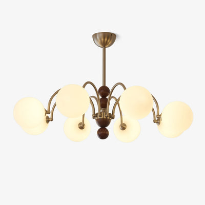 Orbital Premium Nordic Art Curve Wood Glass Chandelier
