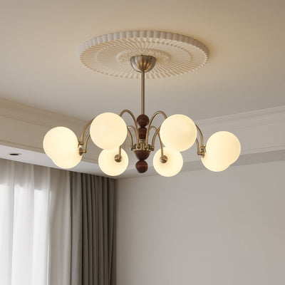 Orbital Premium Nordic Art Curve Wood Glass Chandelier