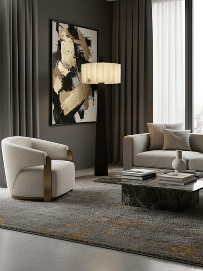 Nivalena Alabaster Pleat Floor Lamp