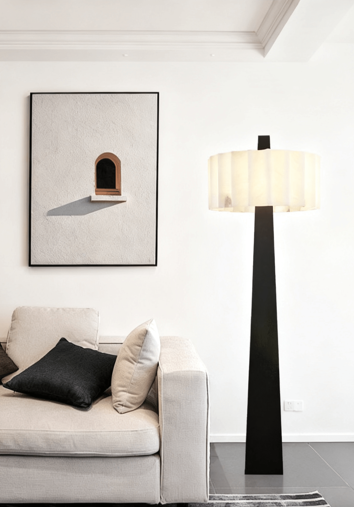 Nivalena Alabaster Pleat Floor Lamp