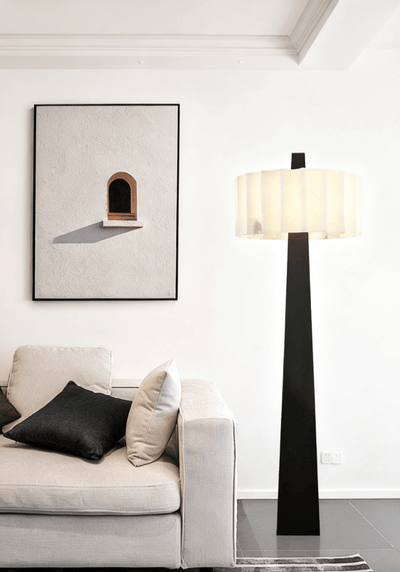 Nivalena Alabaster Pleat Floor Lamp