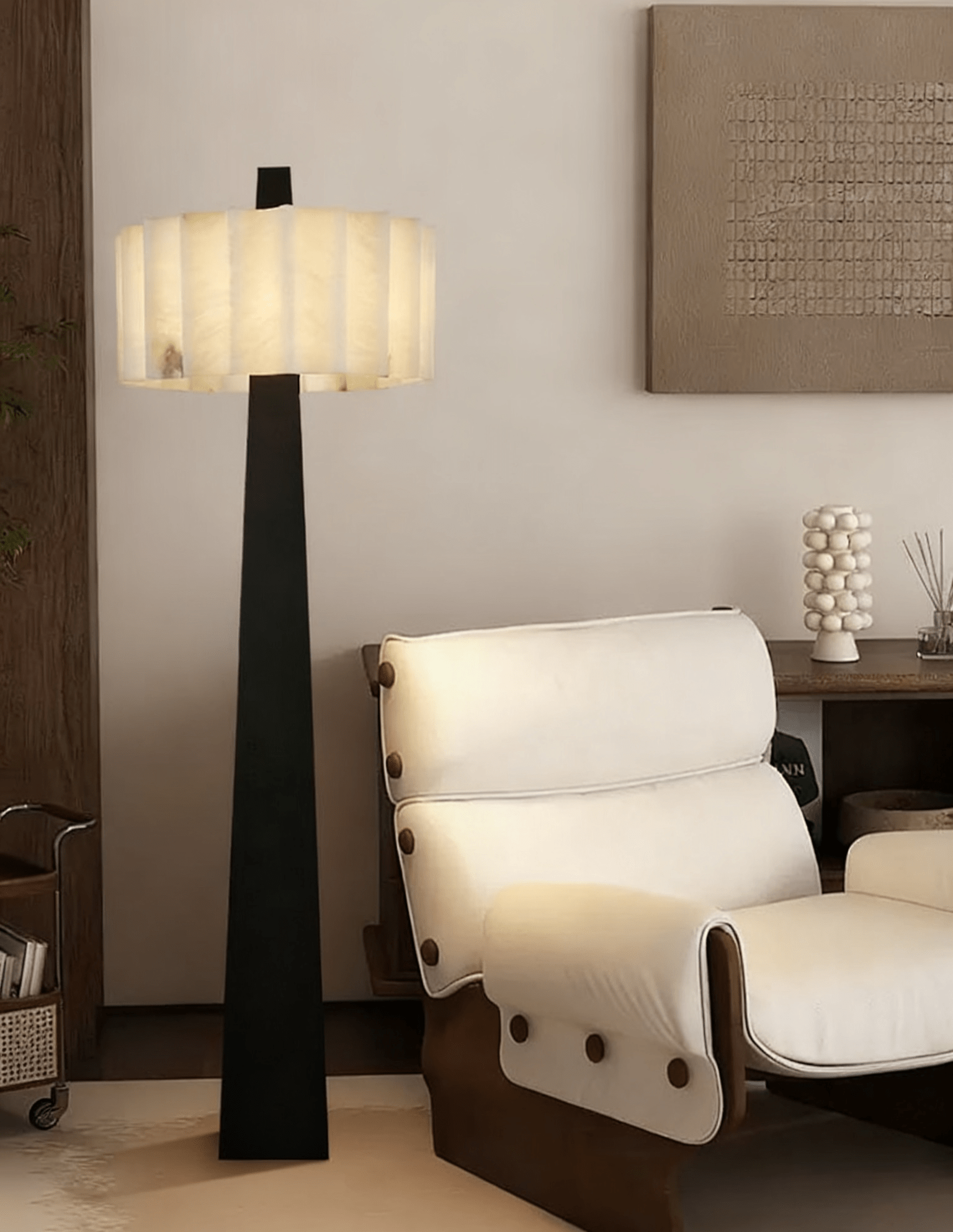 Nivalena Alabaster Pleat Floor Lamp