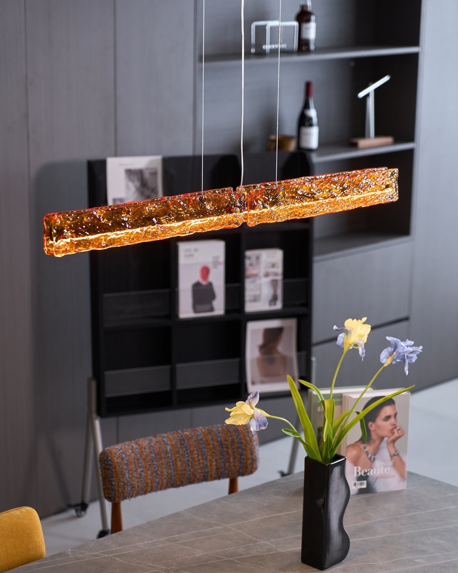 Avnorira Modern Minimalist Linear Island Glass Pendant Lamp