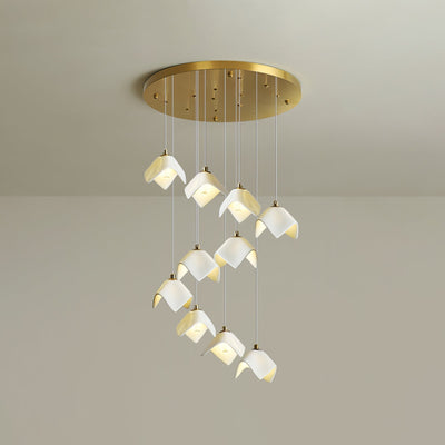 Cithayra Geometric Glass Brass Chandelier