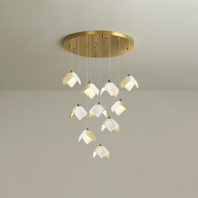 Cithayra Geometric Glass Brass Chandelier