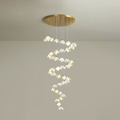 Cithayra Geometric Glass Brass Chandelier