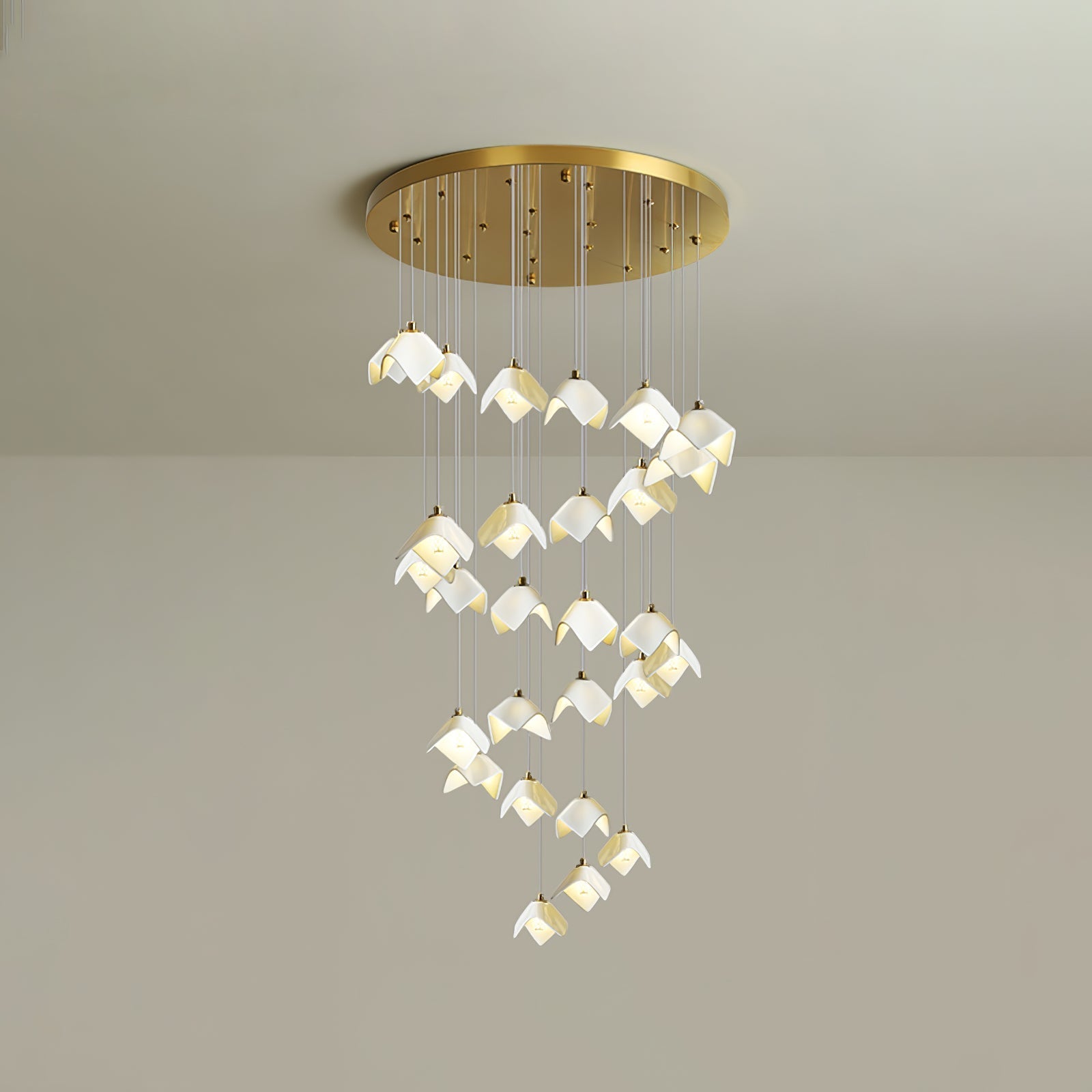 Cithayra Geometric Glass Brass Chandelier