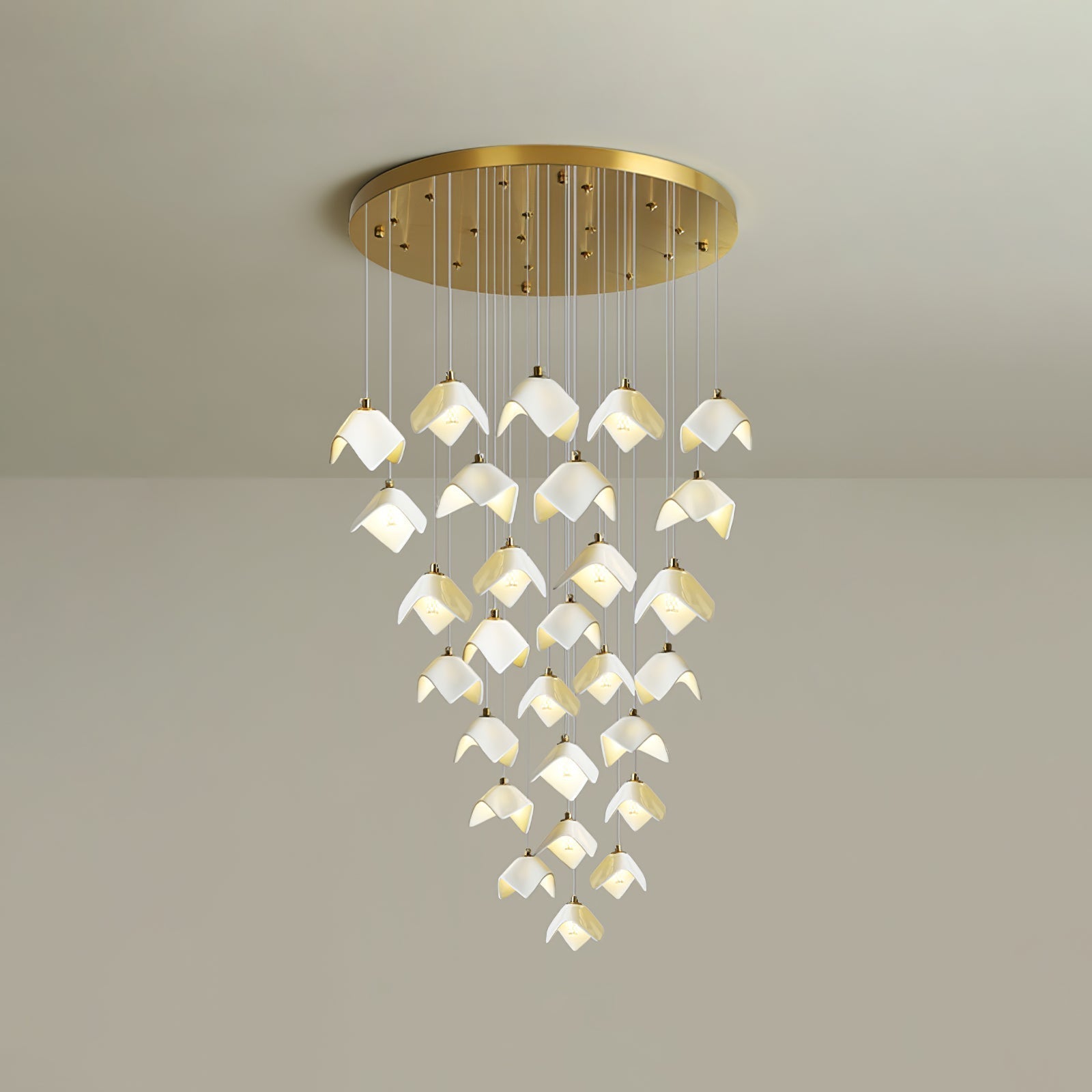 Cithayra Geometric Glass Brass Chandelier