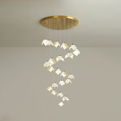 Cithayra Geometric Glass Brass Chandelier