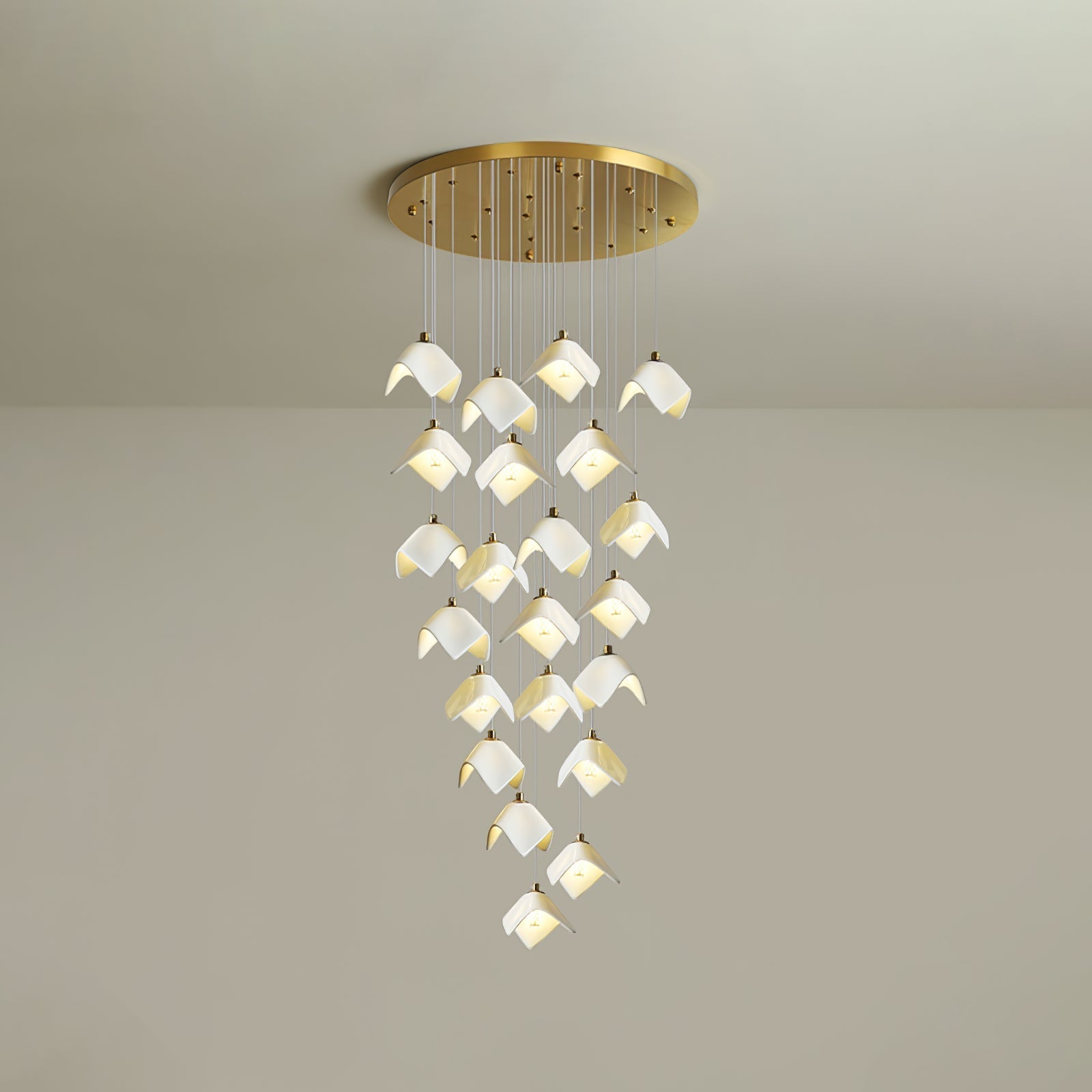 Cithayra Geometric Glass Brass Chandelier