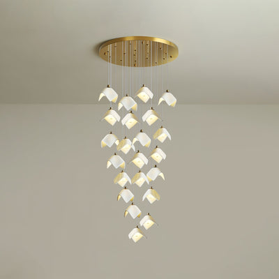 Cithayra Geometric Glass Brass Chandelier