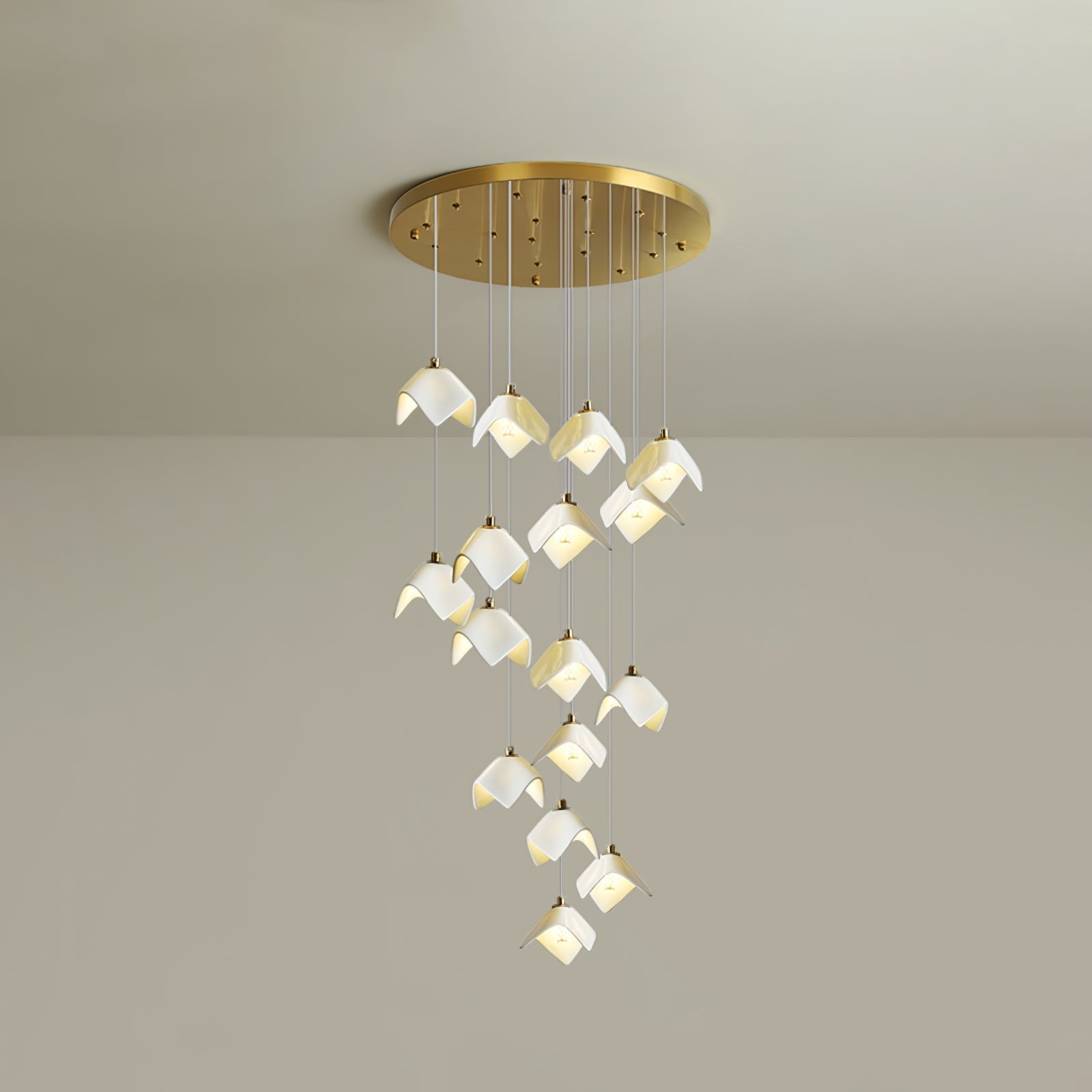 Cithayra Geometric Glass Brass Chandelier