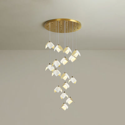 Cithayra Geometric Glass Brass Chandelier