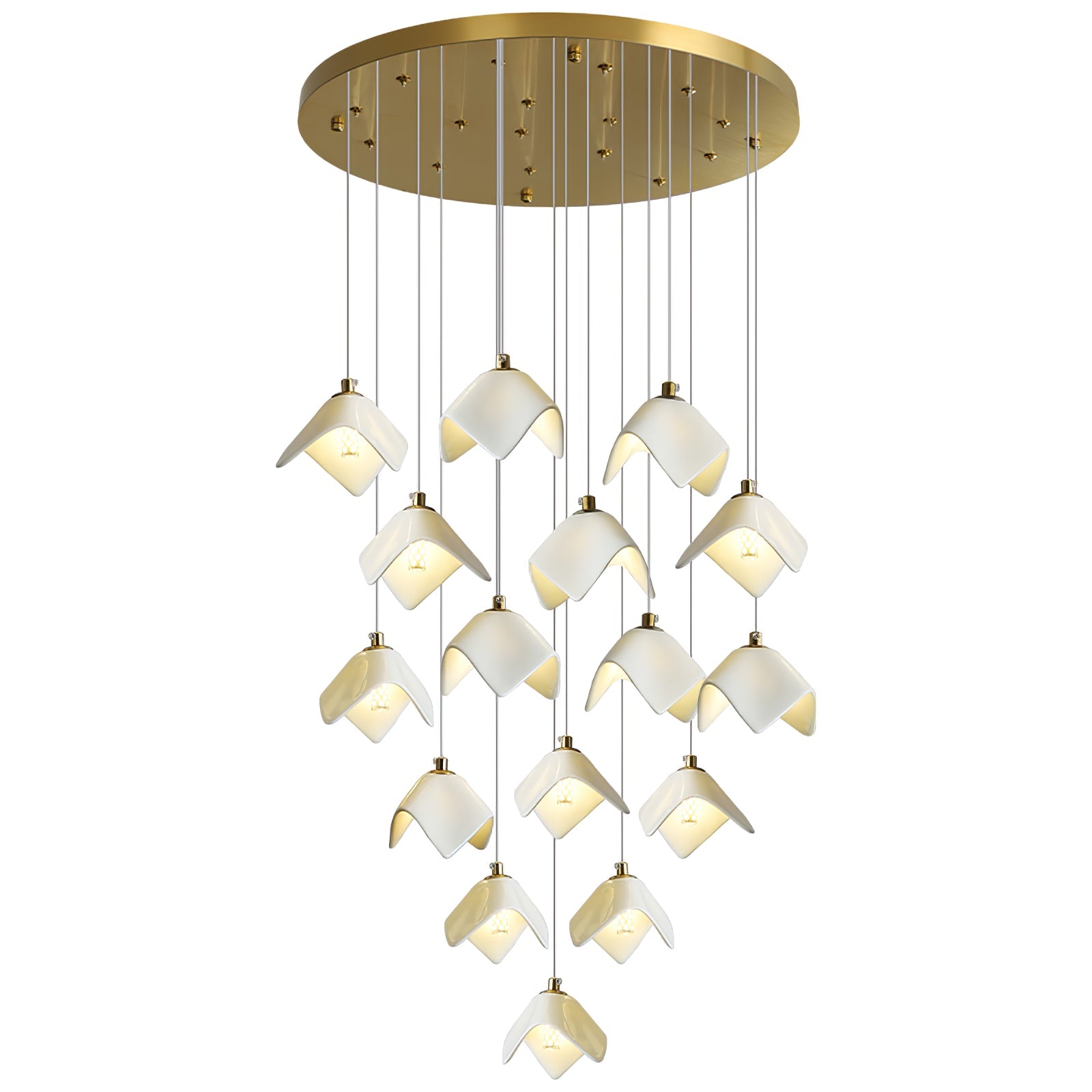 Cithayra Geometric Glass Brass Chandelier