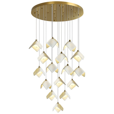 Cithayra Geometric Glass Brass Chandelier