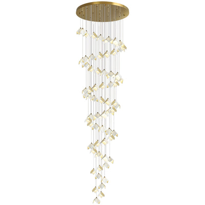 Cithayra Geometric Glass Brass Chandelier