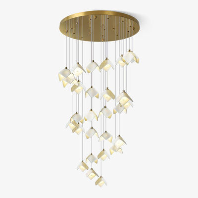 Cithayra Geometric Glass Brass Chandelier