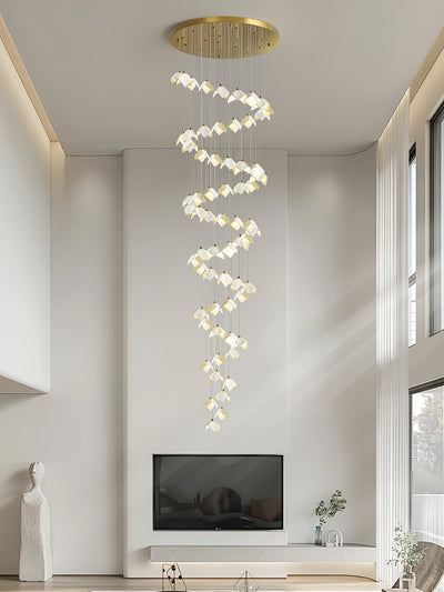 Cithayra Geometric Glass Brass Chandelier