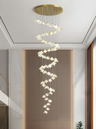 Cithayra Geometric Glass Brass Chandelier