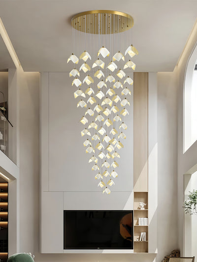 Cithayra Geometric Glass Brass Chandelier